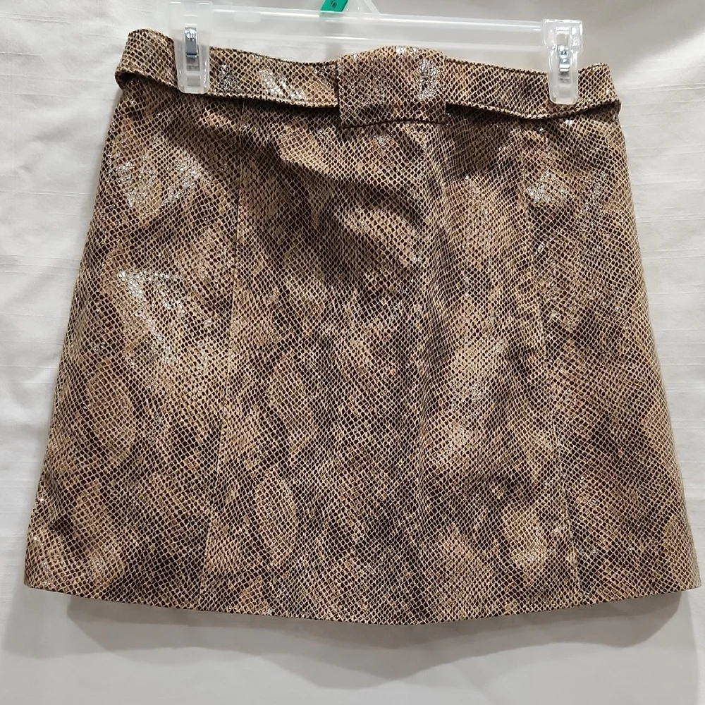 Zara Tan Patterned Mini Skirt Snake Print